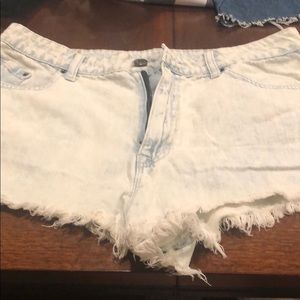 Light wash jean shorts